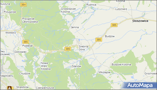 mapa Srebrna Góra gmina Stoszowice, Srebrna Góra gmina Stoszowice na mapie Targeo
