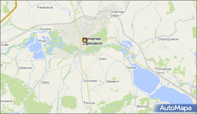 mapa Śrem gmina Kamieniec Ząbkowicki, Śrem gmina Kamieniec Ząbkowicki na mapie Targeo