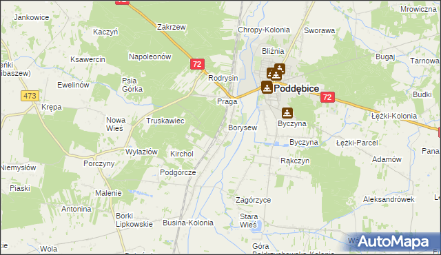 mapa Stacja Poddębice, Stacja Poddębice na mapie Targeo