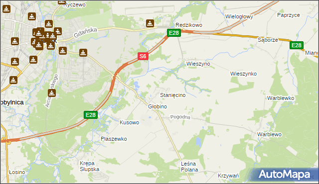 mapa Stanięcino, Stanięcino na mapie Targeo