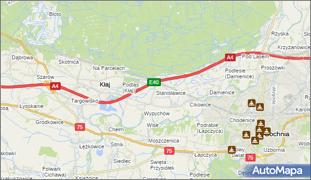 mapa Stanisławice gmina Bochnia, Stanisławice gmina Bochnia na mapie Targeo