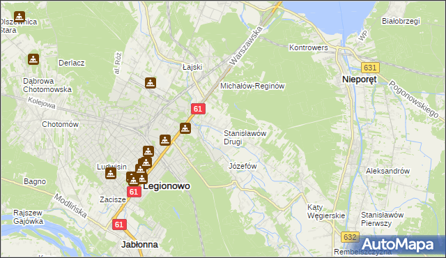 mapa Stanisławów Drugi gmina Nieporęt, Stanisławów Drugi gmina Nieporęt na mapie Targeo