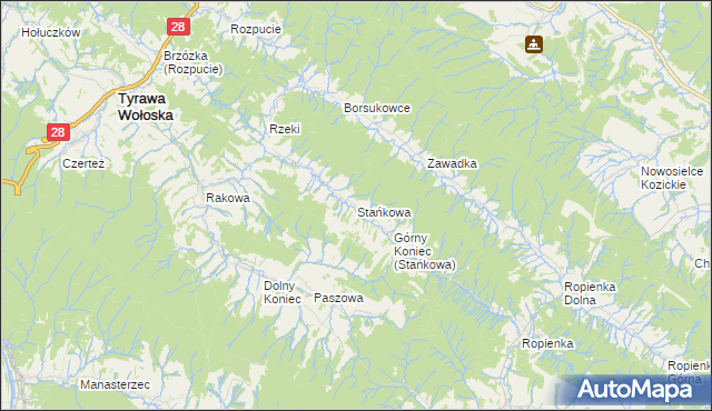 mapa Stańkowa gmina Ustrzyki Dolne, Stańkowa gmina Ustrzyki Dolne na mapie Targeo