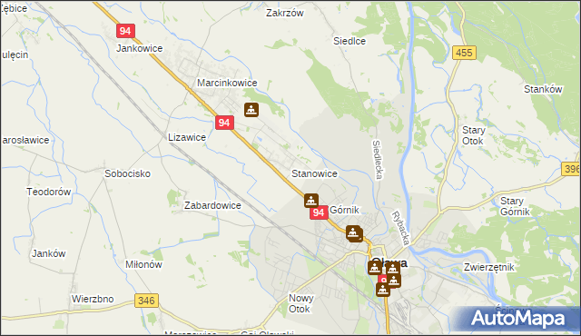 mapa Stanowice gmina Oława, Stanowice gmina Oława na mapie Targeo