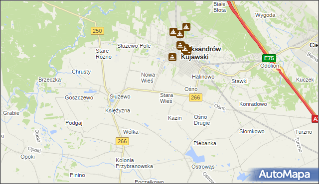 mapa Stara Wieś gmina Aleksandrów Kujawski, Stara Wieś gmina Aleksandrów Kujawski na mapie Targeo