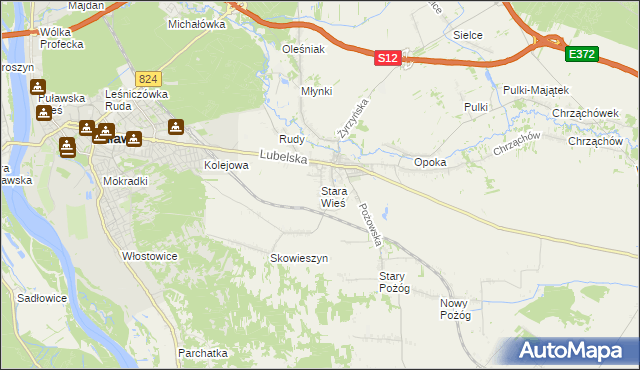 mapa Stara Wieś gmina Końskowola, Stara Wieś gmina Końskowola na mapie Targeo