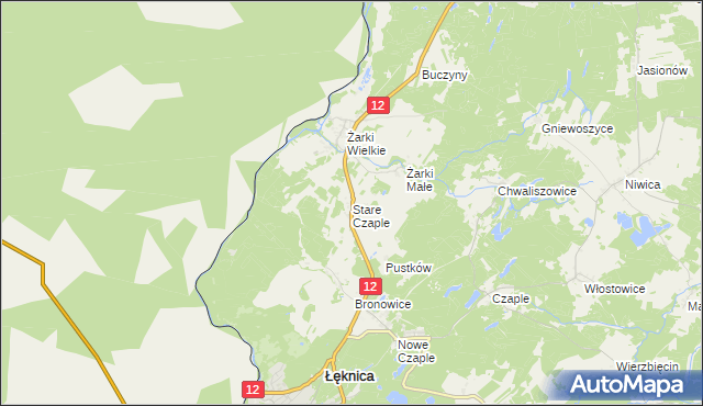 mapa Stare Czaple gmina Trzebiel, Stare Czaple gmina Trzebiel na mapie Targeo