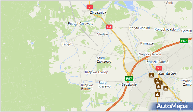 mapa Stare Zakrzewo, Stare Zakrzewo na mapie Targeo