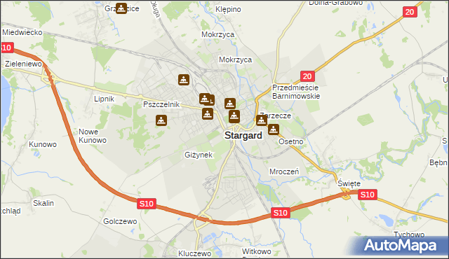 mapa Stargard, Stargard na mapie Targeo