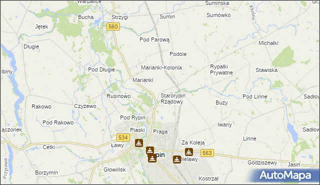 mapa Starorypin Rządowy, Starorypin Rządowy na mapie Targeo