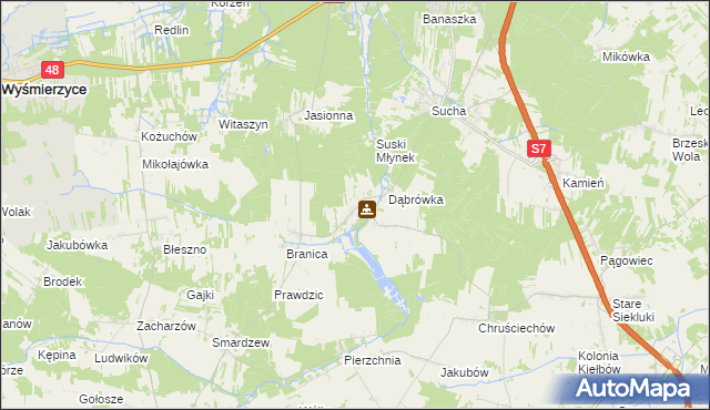 mapa Stawiszyn gmina Białobrzegi, Stawiszyn gmina Białobrzegi na mapie Targeo