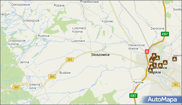 mapa Stoszowice, Stoszowice na mapie Targeo