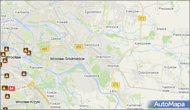 mapa Strachocin gmina Wrocław, Strachocin gmina Wrocław na mapie Targeo