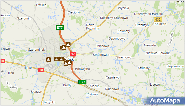 mapa Strachówko, Strachówko na mapie Targeo