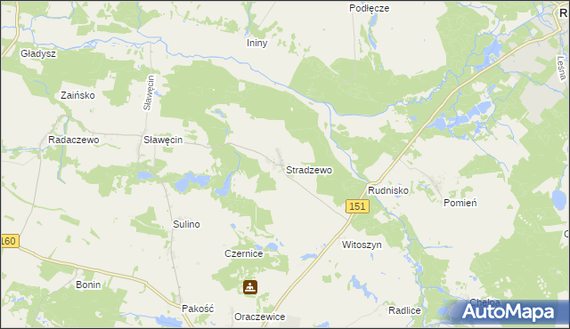 mapa Stradzewo gmina Choszczno, Stradzewo gmina Choszczno na mapie Targeo