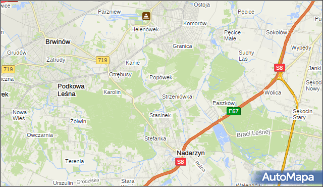 mapa Strzeniówka, Strzeniówka na mapie Targeo