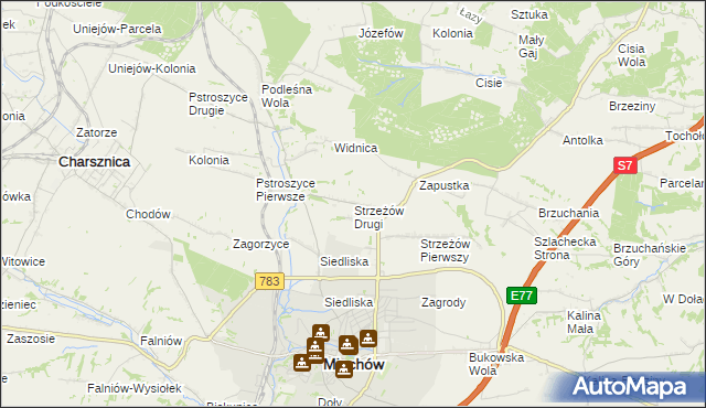 mapa Strzeżów Drugi, Strzeżów Drugi na mapie Targeo