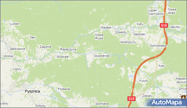 mapa Studzieniec gmina Pysznica, Studzieniec gmina Pysznica na mapie Targeo