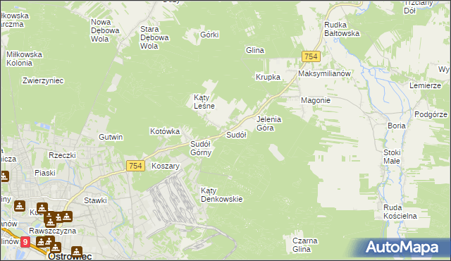 mapa Sudół gmina Bodzechów, Sudół gmina Bodzechów na mapie Targeo