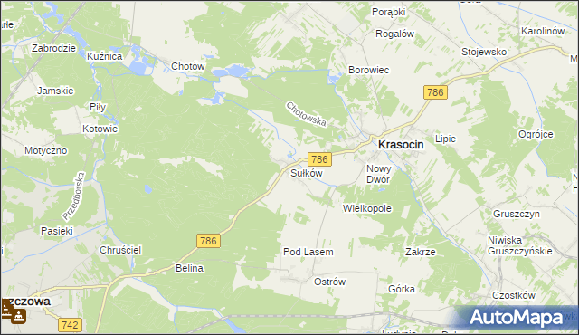 mapa Sułków gmina Krasocin, Sułków gmina Krasocin na mapie Targeo