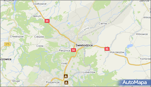 mapa Świebodzice, Świebodzice na mapie Targeo