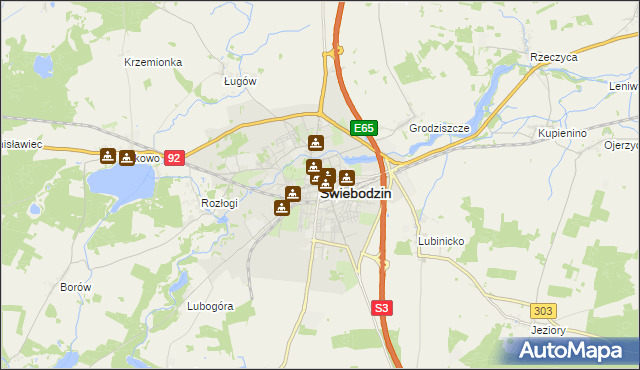 mapa Świebodzin, Świebodzin na mapie Targeo