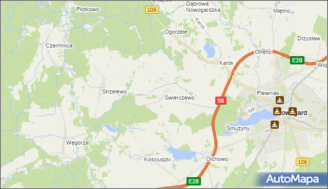 mapa Świerczewo gmina Nowogard, Świerczewo gmina Nowogard na mapie Targeo