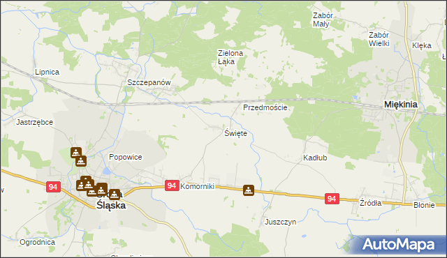 mapa Święte gmina Środa Śląska, Święte gmina Środa Śląska na mapie Targeo