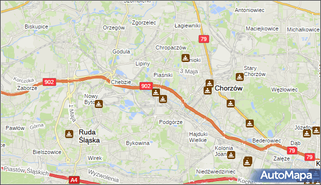 mapa Świętochłowice, Świętochłowice na mapie Targeo