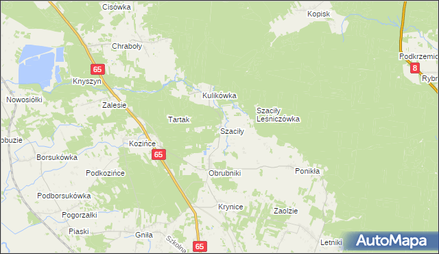 mapa Szaciły gmina Dobrzyniewo Duże, Szaciły gmina Dobrzyniewo Duże na mapie Targeo