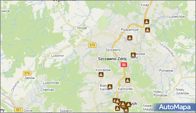 mapa Szczawno-Zdrój, Szczawno-Zdrój na mapie Targeo