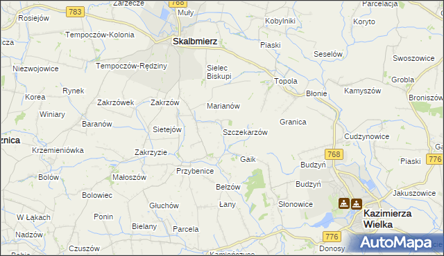 mapa Szczekarzów, Szczekarzów na mapie Targeo