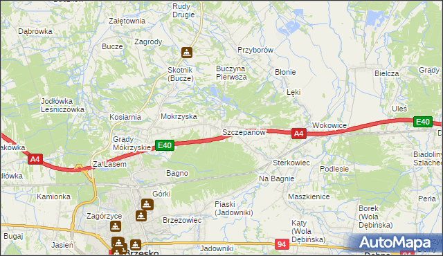 mapa Szczepanów gmina Brzesko, Szczepanów gmina Brzesko na mapie Targeo