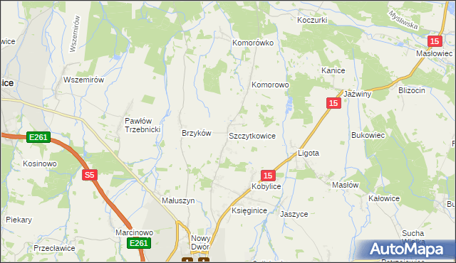 mapa Szczytkowice, Szczytkowice na mapie Targeo