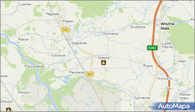 mapa Szewce gmina Wisznia Mała, Szewce gmina Wisznia Mała na mapie Targeo