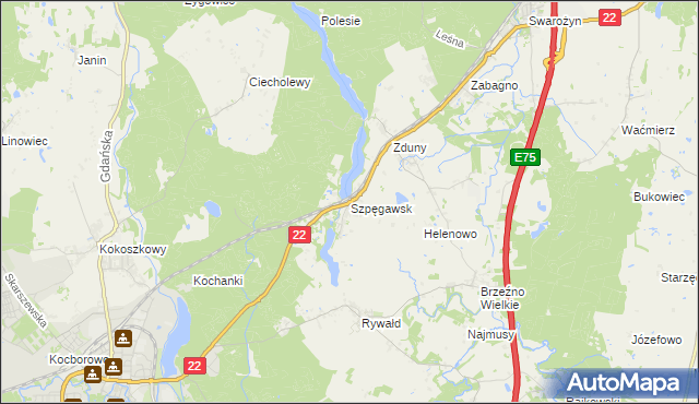 mapa Szpęgawsk, Szpęgawsk na mapie Targeo