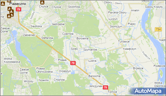 mapa Szymanów gmina Góra Kalwaria, Szymanów gmina Góra Kalwaria na mapie Targeo