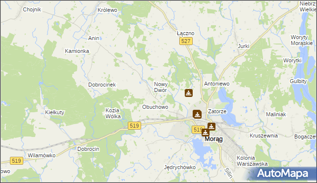 mapa Szymanowo gmina Morąg, Szymanowo gmina Morąg na mapie Targeo