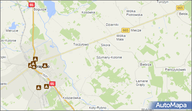 mapa Szymany-Kolonie, Szymany-Kolonie na mapie Targeo