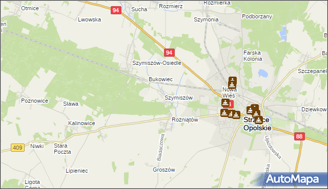 mapa Szymiszów, Szymiszów na mapie Targeo