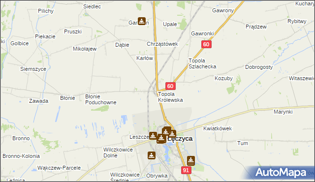 mapa Topola Królewska, Topola Królewska na mapie Targeo