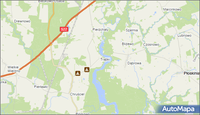 mapa Trąbki gmina Płoskinia, Trąbki gmina Płoskinia na mapie Targeo