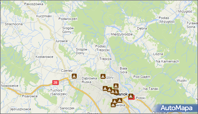 mapa Trepcza, Trepcza na mapie Targeo