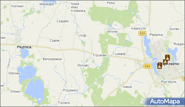 mapa Trzcianek, Trzcianek na mapie Targeo