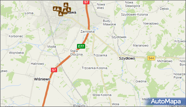 mapa Trzcianka gmina Szydłowo, Trzcianka gmina Szydłowo na mapie Targeo