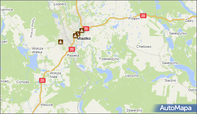 mapa Trzebieszyno, Trzebieszyno na mapie Targeo