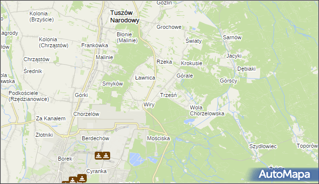 mapa Trześń gmina Mielec, Trześń gmina Mielec na mapie Targeo