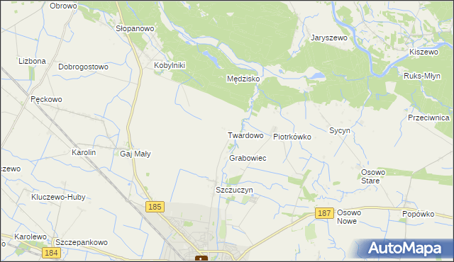 mapa Twardowo gmina Szamotuły, Twardowo gmina Szamotuły na mapie Targeo