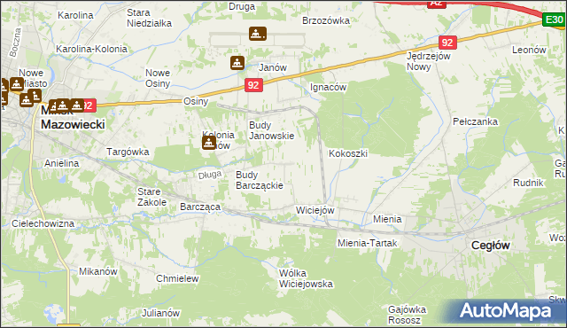 mapa Tyborów gmina Cegłów, Tyborów gmina Cegłów na mapie Targeo