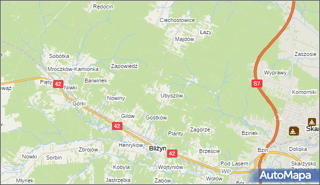 mapa Ubyszów, Ubyszów na mapie Targeo